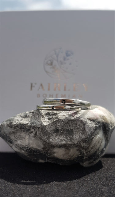 moon and sun adjustable sterling silver rings